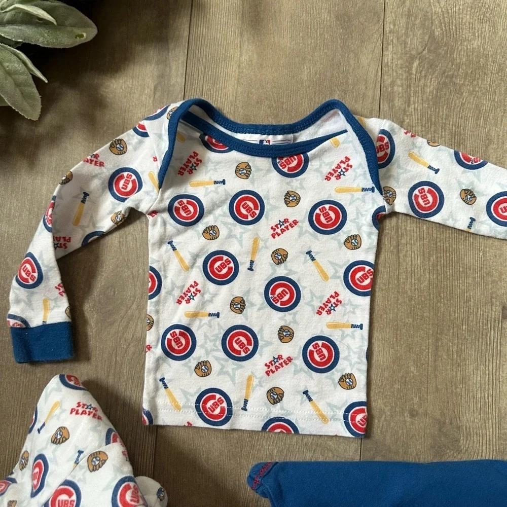 Chicago Cubs Baby Boy Clothes 3 Piece Mix Match Outfit Set- Pajamas & Bodysuit